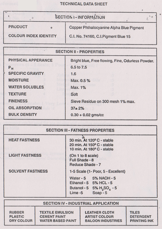 Phythalocyanine pigment Blue 15:0 (Alpha Blue)